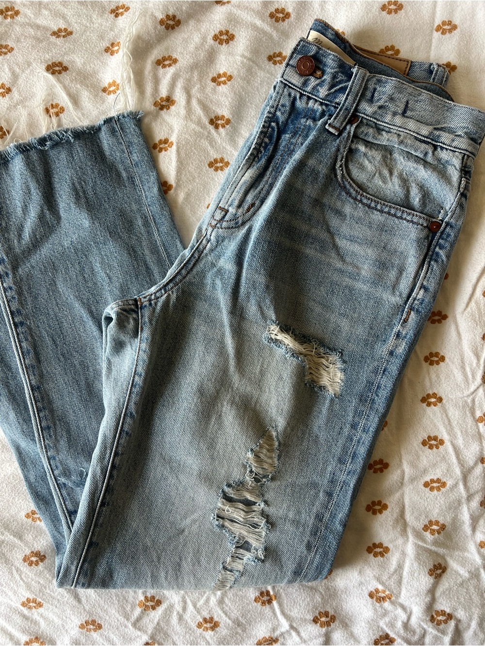 Madewell Light Blue Ripped Boyfriend Jeans